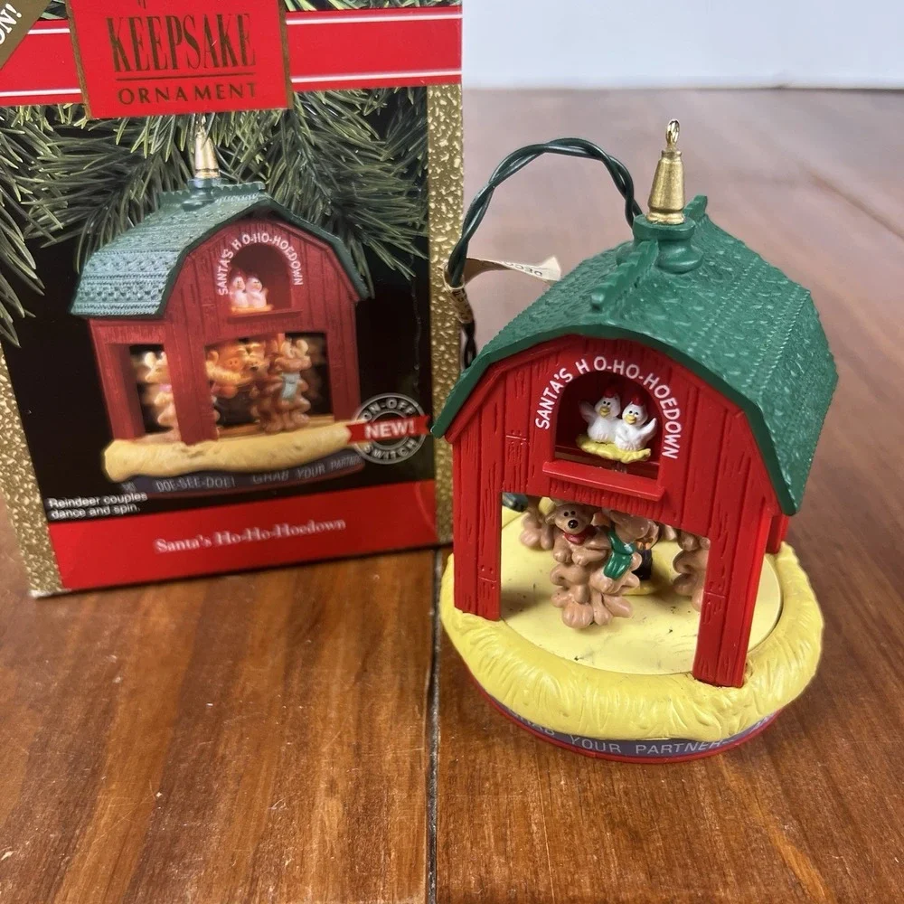 Hallmark Ornament 1990 Santa's Ho-Ho-Hoedown Magic Light & Motion, Untested